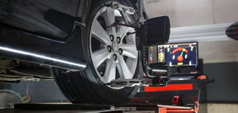 Vehicle being serviced. 