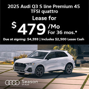 Audi Q3 parked by cliff