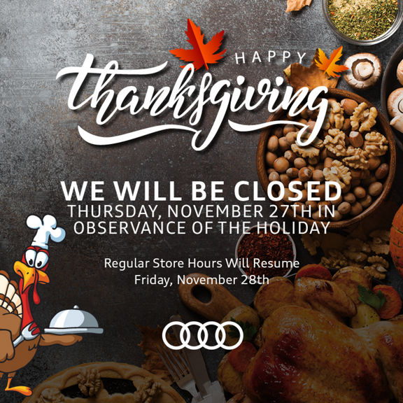 Happy holidays! We will be closed on Thanksgiving and open on Black Friday.