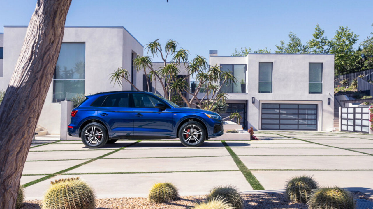 2025 Audi Q5 Exterior Parked In Driveway By Desert Plants