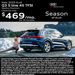 Side view on an Audi Q3 parked.