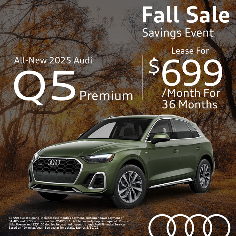 Lease a new 2025 Audi Q5 Premium for $699per month for 36 months.
