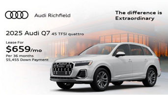 Three quarter view of an Audi Q7 parked.