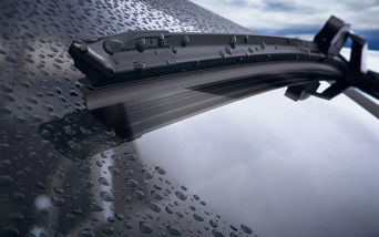 Profile view of car wiper blades. 