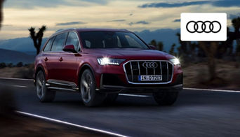 2025 Audi Q7 parked outside the Audi Dayton dealership, showcasing its bold exterior design and family-friendly luxury. 