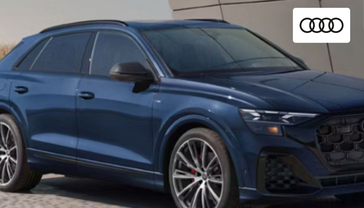 The Audi Q8 was displayed in front of Audi Dayton dealership, highlighting bold exterior styling and premium design. 