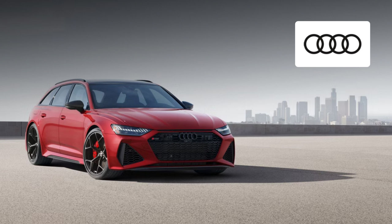 Audi RS6 Avant luxury performance estate parked outside the Audi Dayton showroom 