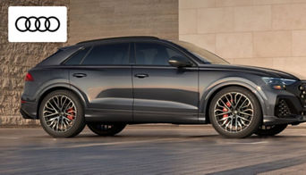 Front view of the Audi SQ8 performance SUV parked outside Audi Dayton dealership in Dayton, OH. 