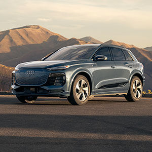 Audi Q6 etron driving.