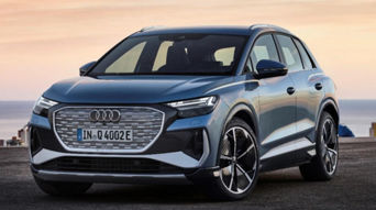 Three quarter view of an Audi Q4 E-Tron