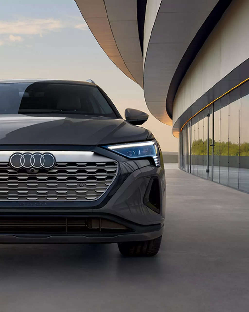 Dark Gray Audi Front Exterior