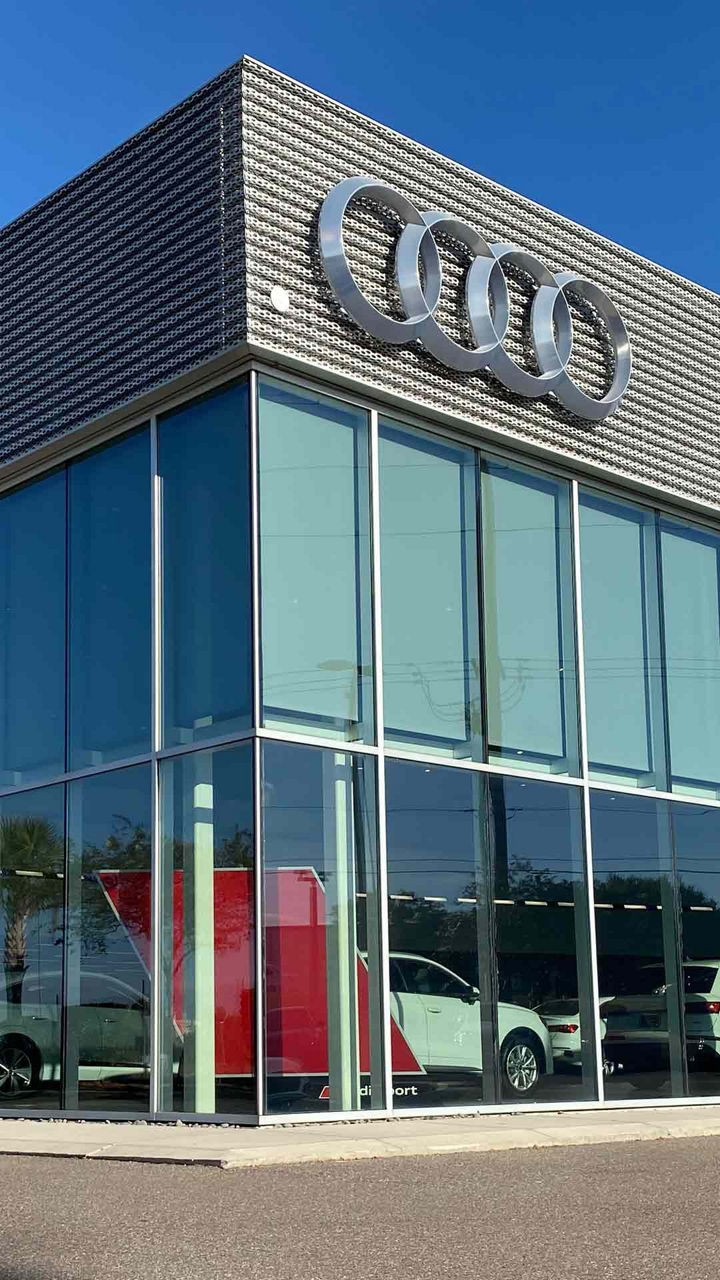 Front view of the Audi Lakeland dealership.