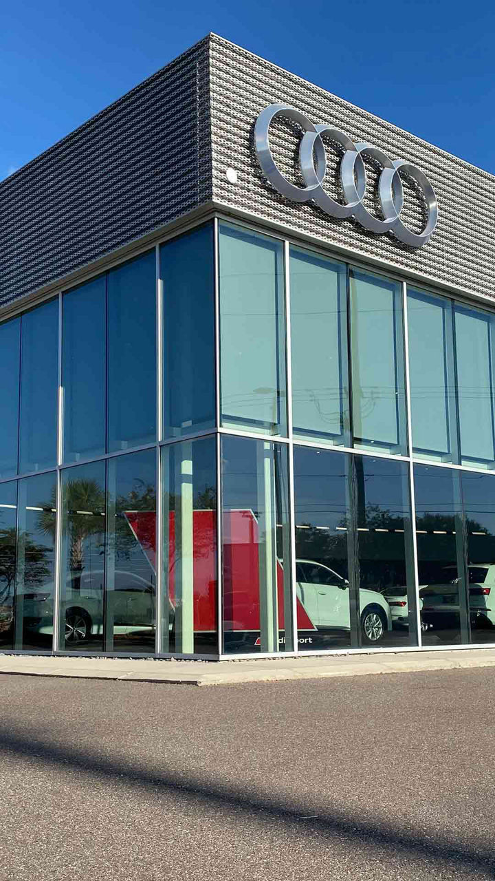 Front view of the Audi Lakeland dealership.