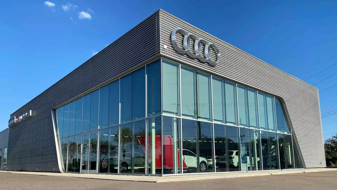 Front view of the Audi Lakeland dealership.