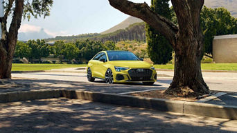 Front view of an Audi S3 parked.