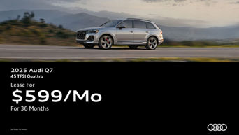 Three quarter view of an Audi Q7 parked.