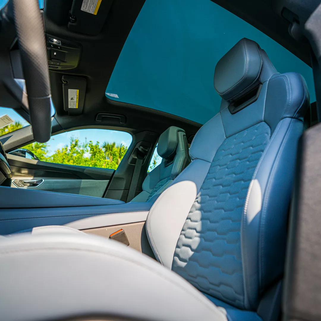 Interior view of an Audi vehicle. 