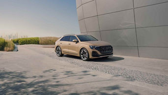 Side view of an Audi Q8 parked.