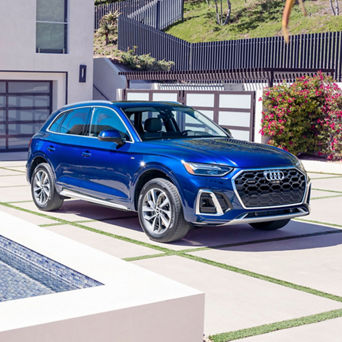 Three-quarter view of an Audi Q5 parked.