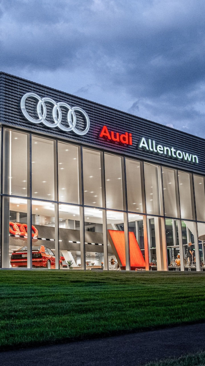 Front profile view of the Audi Allentown Dealership.