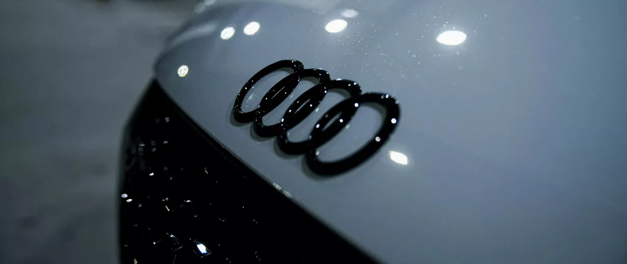 Audi logo on front of model