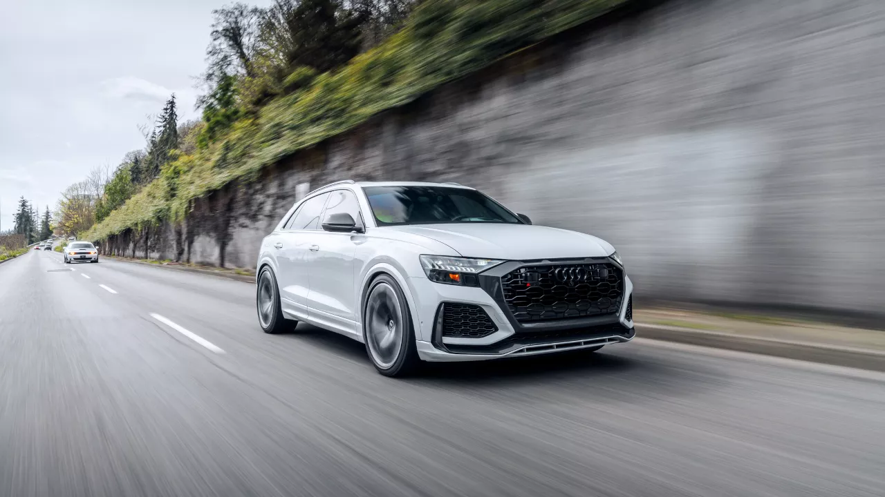 Audi Sedan speeding on the highway