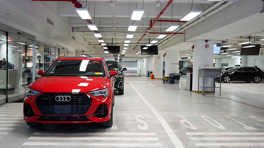 Red Audi Vehicle in service center