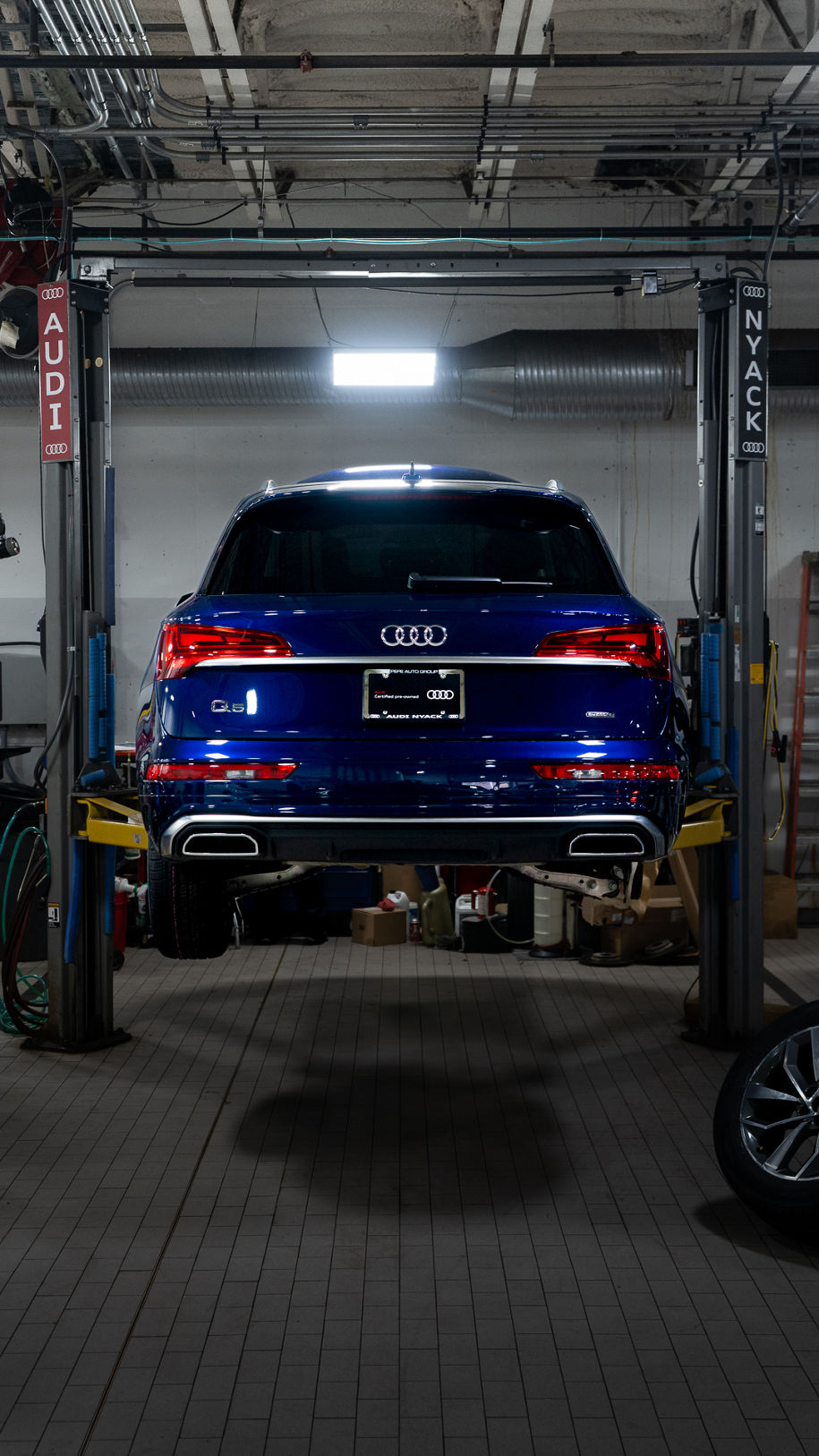 Vehicle being serviced. 