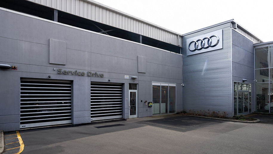 Profile view of Audi Nyack's service center.