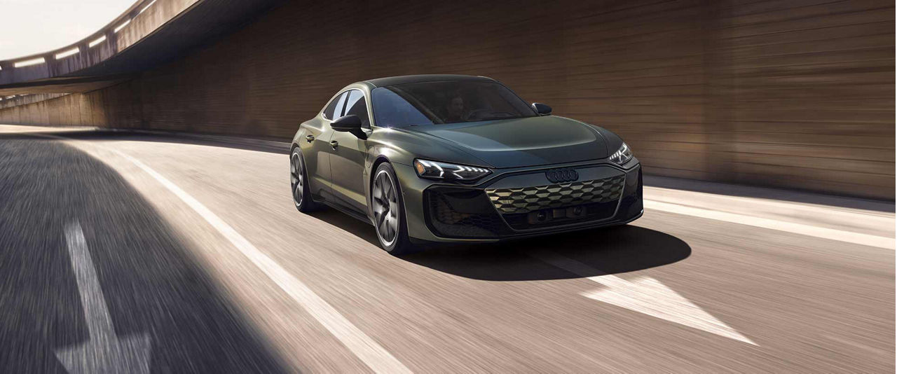 Image of a 2025 Audi etron GT performance racing on a road