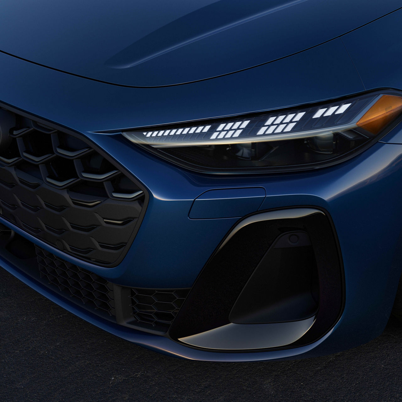 Three quarter view of an Audi S5 parked.