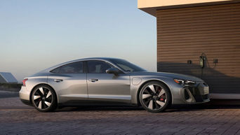 Front side view of an Audi S e-tron GT parked