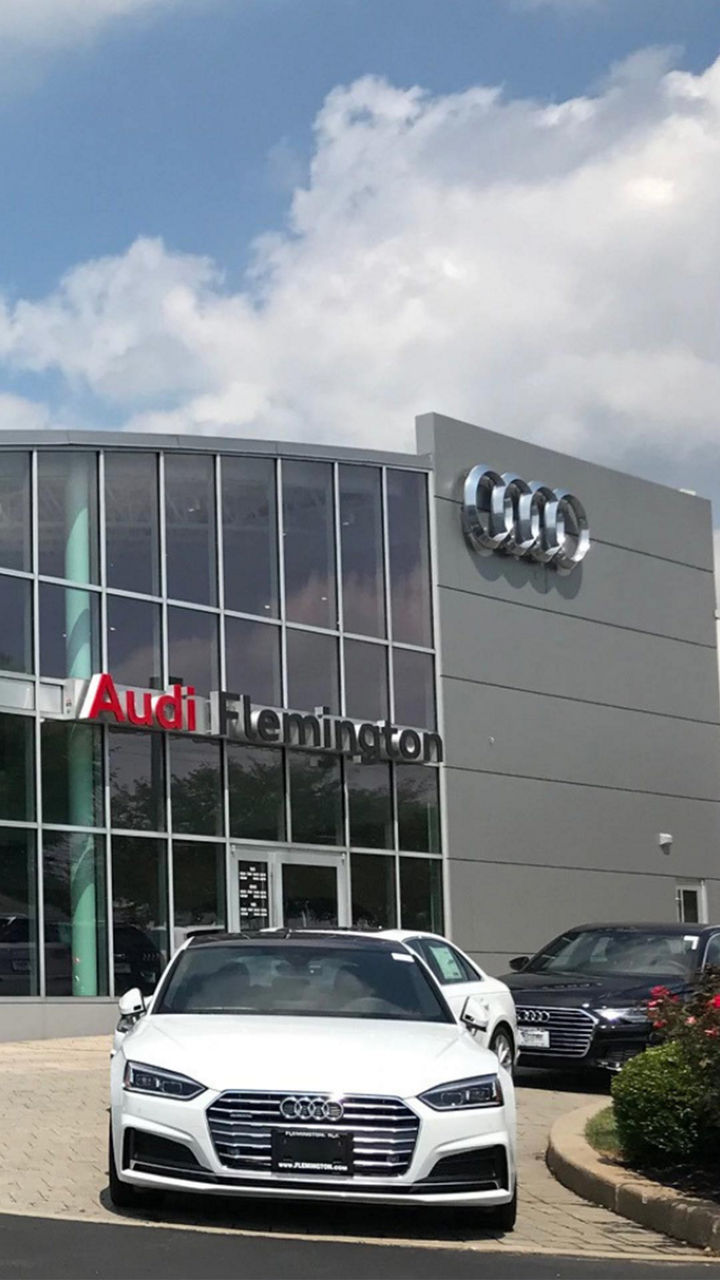 Front profile view of the Audi Flemington dealership.