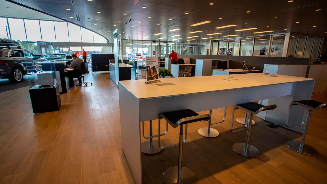 Audi dealership interior.