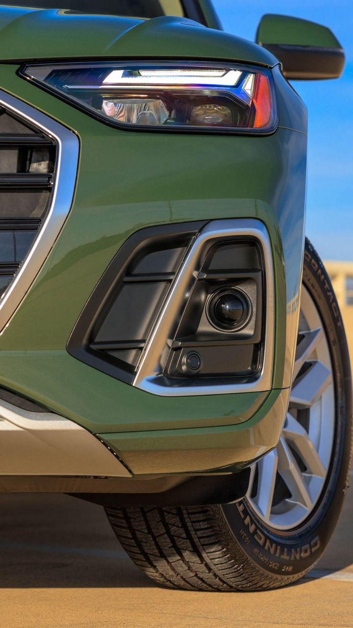 Front view of an Audi parked.