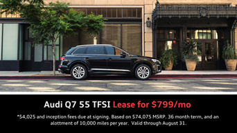Q7 parked in front of garage