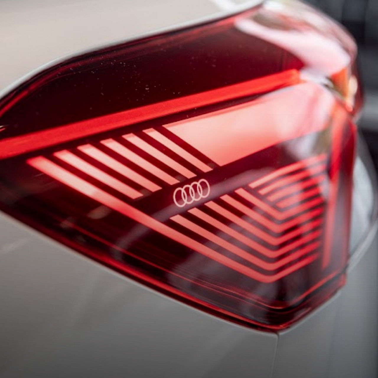 Close-up view of an Audi brake light. 