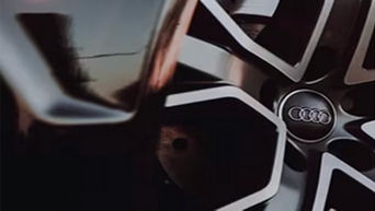 Close-up of an Audi tire.