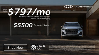 Front profile of an Audi Q7 parked.