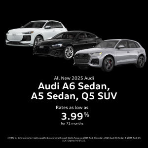 3.9% APR for 72 months on 2025 Audi A6, A5, Q5
