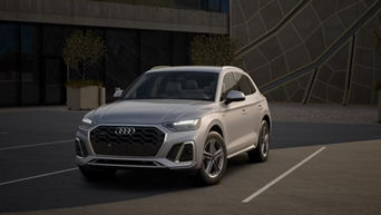 Three quarter profile of an Audi Q5 parked.