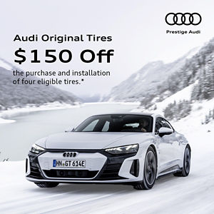 Audi e-tron GT on a snowy mountain road