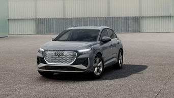 Three quarter profile view of an Audi Q4 parked.