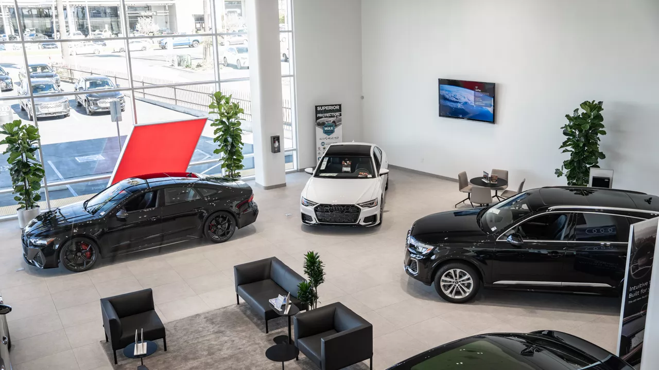 Inside the Audi Riverside showroom.