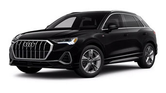 Front profile view of Audi 2024 Q3 parked.