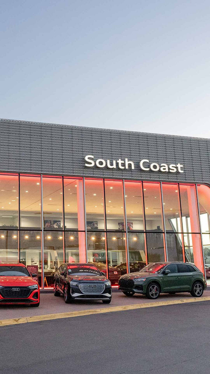 Exterior view of Audi South Coast's dealership