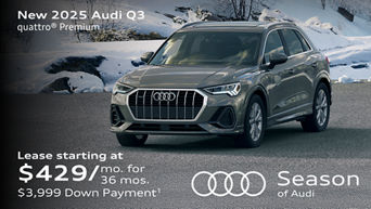 New 2025 Audi Q3 quattro® Premium Lease starting at $429/mo. for 36 mos. $3,999 Down Payment*
