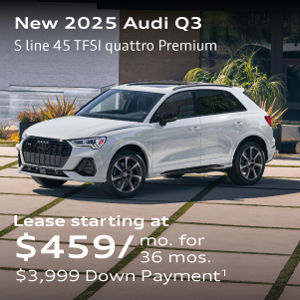 New 2025 Audi Q3 S line 45 TFSI quattro Premium Lease starting at $459/mo. for 36 mos. $3,999 Down Payment1