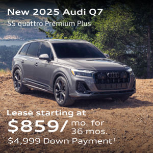 New 2025 Audi Q7 55 TFSI quattro Premium Plus Lease starting at $859/mo. for 36 mos. $4,999 Down Payment