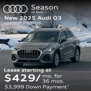 New 2025 Audi Q3 quattro® Premium Lease starting at $429/mo. for  36 mos. $3,999 Down Payment* 